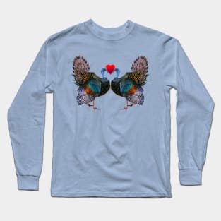 Ocellated Turkey Heart Pair Long Sleeve T-Shirt